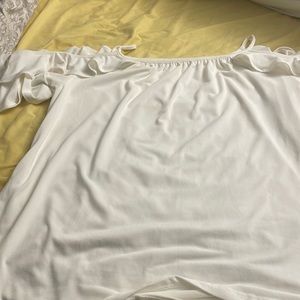 NEW white open shoulder with ruffles top … spaghetti strap